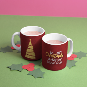 Christmas mug mock-up with decorations 8 Шољице